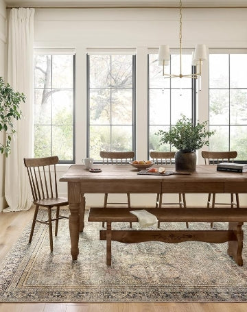 Loloi Layla Collection LAY-03 Olive/Charcoal 9'-0" x 12'-0" .13" Thick Area Rug, Soft, Durable, Vintage Inspired, Distressed, Low Pile, Non-Shedding, Easy Clean, Printed, Living Room Rug